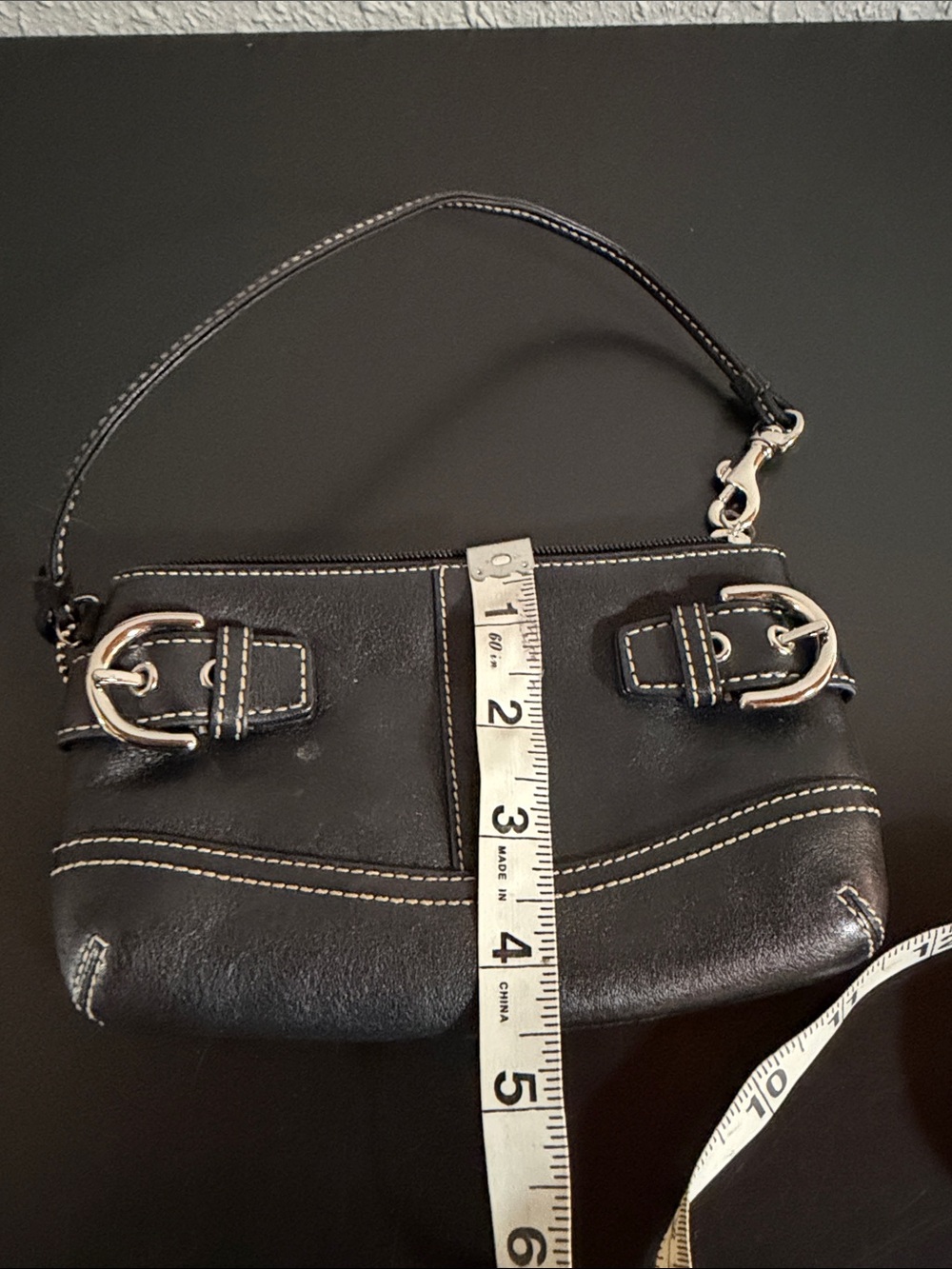 Coach Black Leather Wristlet with Silver Buckle Accents - Picture 5 of 5